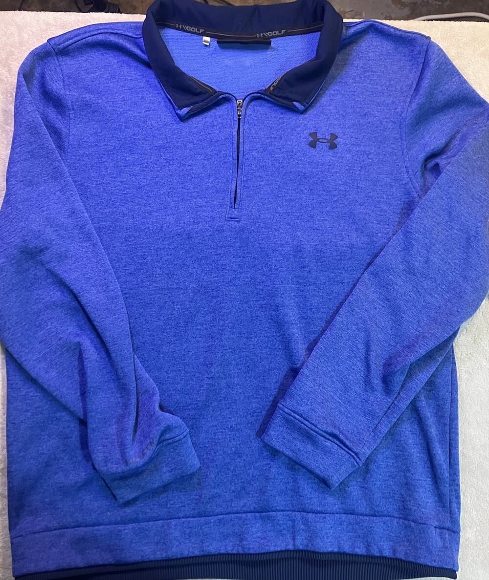 Under Armour ColdGear Golf 1/4 Zip Mock Neck Pullover Long Sleeve XL Blue